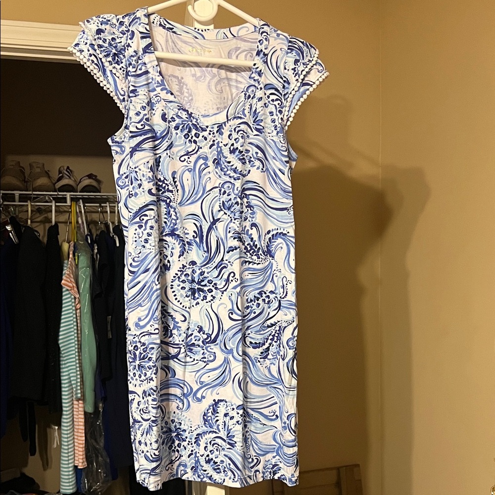 Lilly Pulitzer Blue and White Swirl Dress